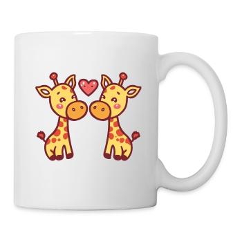 Girafe Bande Dessinée Animal Couple Amour - Mug blanc - blanc - Droite