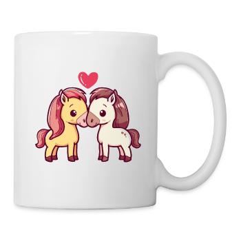 Pferd Comic Tier Paar Liebe - Tasse - Weiß - Rechts
