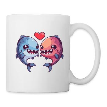 Piranha Couple Fish In Love Animal Valentine's Day - Mug - white - Right