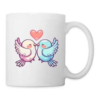 Taube Paar Verliebt Vogel Peace Valentinstag - Tasse - Weiß - Rechts