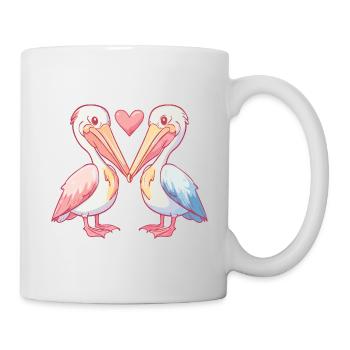 Pélican Oiseau Couple Amoureux Saint Valentin - Mug blanc - blanc - Droite