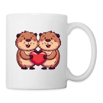 Biber Paar Verliebt Tiere Valentinstag - Tasse - Weiß - Rechts
