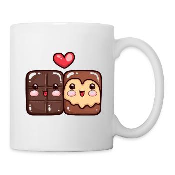 Schokolade Paar Liebe Herz Lustig - Tasse - Weiß - Rechts