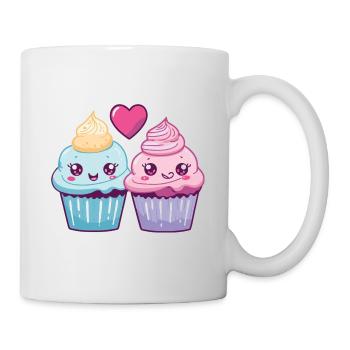 Muffin Paar Liebe Herz Lustig - Tasse - Weiß - Rechts