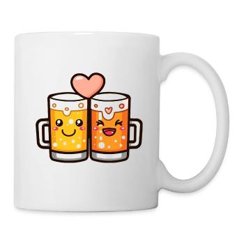 Bier Paar Liebe Herz Lustig - Tasse - Weiß - Rechts