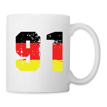 91 Numéro Allemagne Jersey - Mug blanc - blanc - Droite