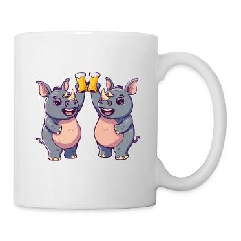 Nashorn Comic Tier Bier Lustig Saufen - Tasse - Weiß - Rechts