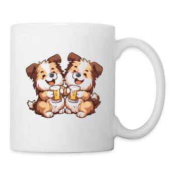 Border Collie Hunde Bier Party Trinken - Tasse - Weiß - Rechts