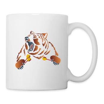 Dartshirt Bär Dartpfeil - Tasse - Weiß - Rechts