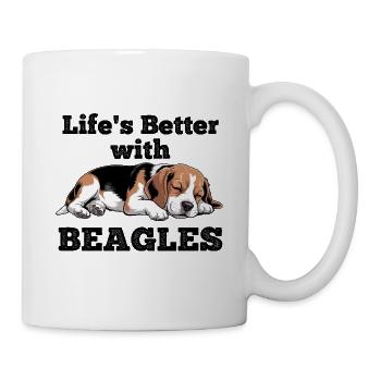 Das Leben ist besser mit Beagles - Tasse - Weiß - Rechts