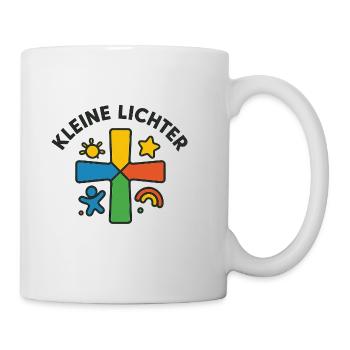 Bunter Kreuz mit kindlicher Silhouette - Tasse - Weiß - Rechts
