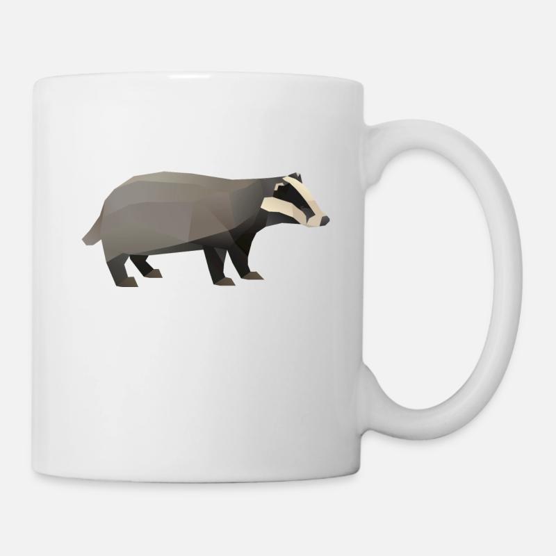 Badger forest animal conservation gift polygon - Mug - white