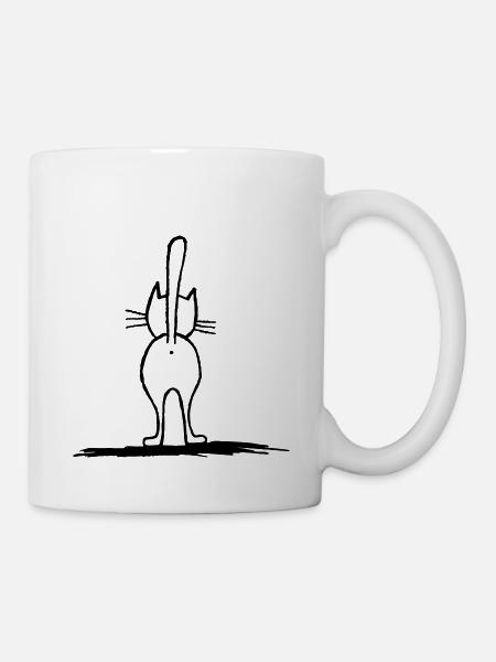 Katze von hinten - Tasse - Weiß