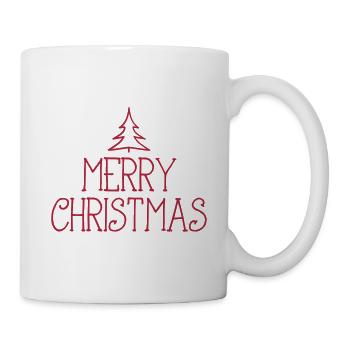 merry christmas with tree 1c - Mug - white - Right