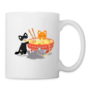 Katze Ramen Nudelsuppe Illustration - Tasse - Weiß - Rechts