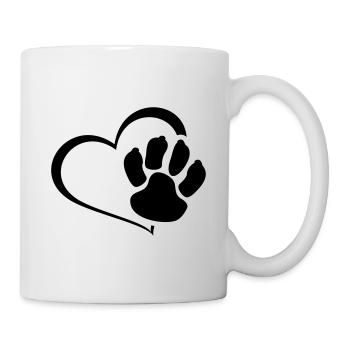 Herz Hundepfote Hundeliebhaber - Tasse - Weiß - Rechts