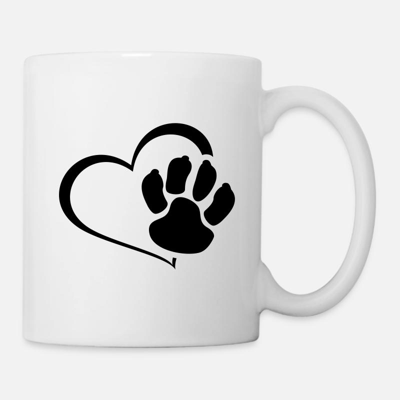 Amant de chien de patte de chien de coeur - Mug blanc - blanc