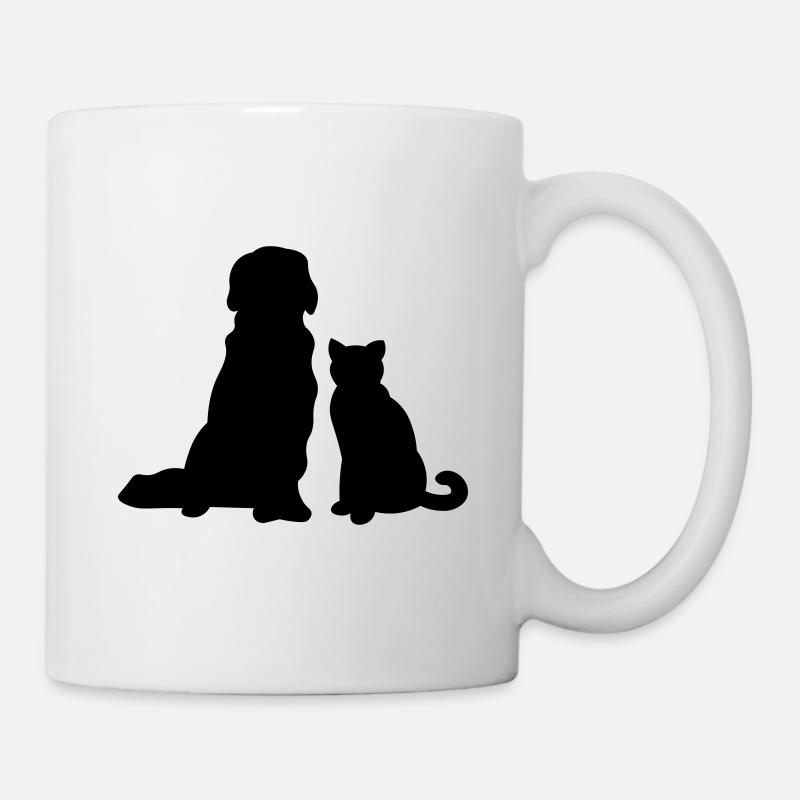 Chat avec chien - Mug blanc - blanc