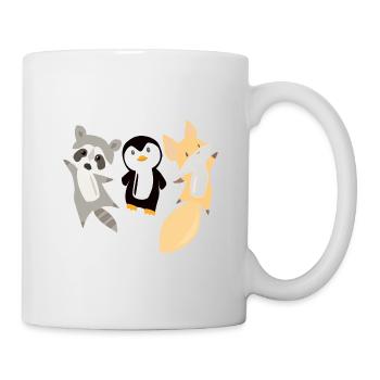 Raccoon pingouin renard animaux drôles pour les enfants - Mug blanc - blanc - Droite