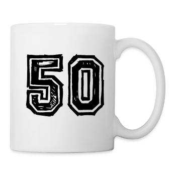 50 Nombre de maillot - Mug blanc - blanc - Droite