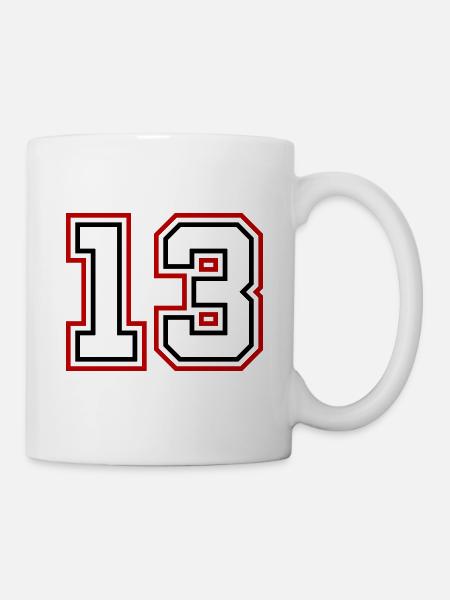 13 Numéro de numéro - Mug blanc - blanc