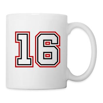 16 Zahl nummer - Tasse - Weiß - Rechts