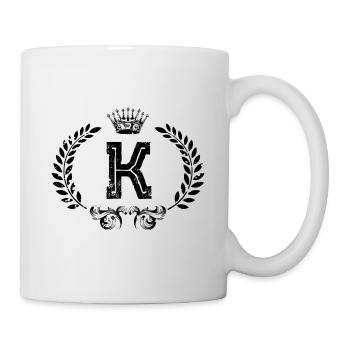K Buchstabe Kranz - Tasse - Weiß - Rechts