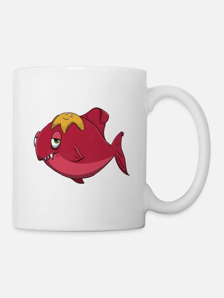 Fisch und Seestern - Tasse - Weiß
