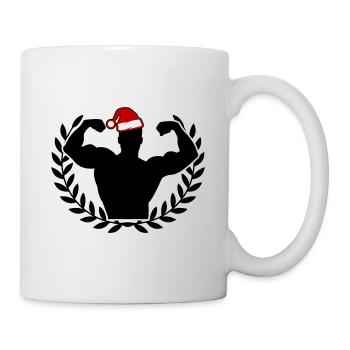 santa bodybuilding weihnachten gym - Tasse - Weiß - Rechts