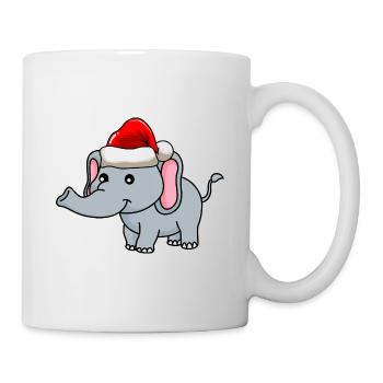 Elefant Weihnachten Comic - Tasse - Weiß - Rechts