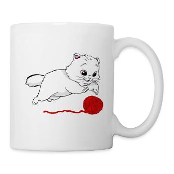 Cat and a thread ball - Mug - white - Right