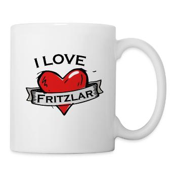 Fritzlar - Ich liebe Stadtnamen in Tattoo Stil - Tasse - Weiß - Rechts