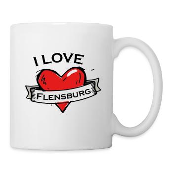 Flensburg - Ich liebe Stadtnamen in Tattoo Stil - Tasse - Weiß - Rechts