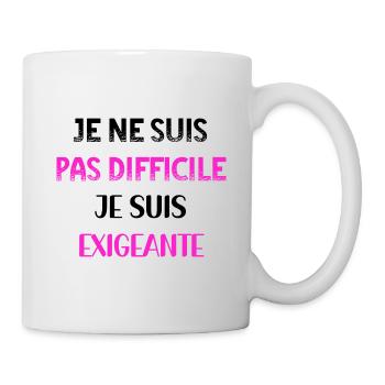 Je ne suis pas difficile je suis exigeante PNK BLK - Mug blanc - blanc - Droite