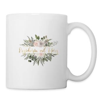 Erzieherin mit Herz - personalisierbar Sonnenblume - Tasse - Weiß - Rechts