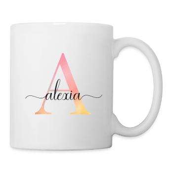 A | Monogramm | Name | Alexia |Watercolor - Tasse - Weiß - Rechts