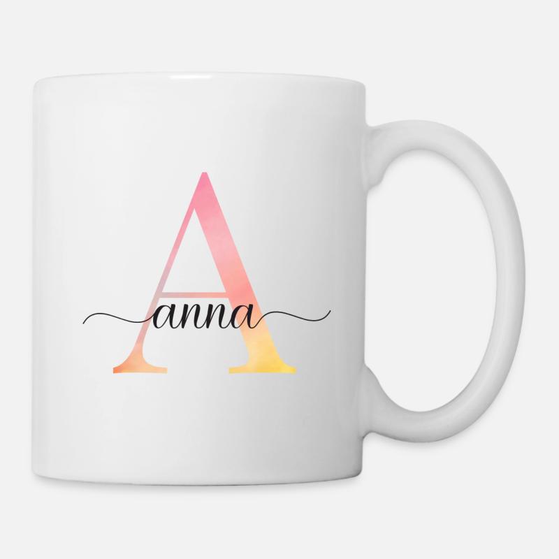 A | Monogramma | Nome | Anna |Acquerello - Tazza - bianco