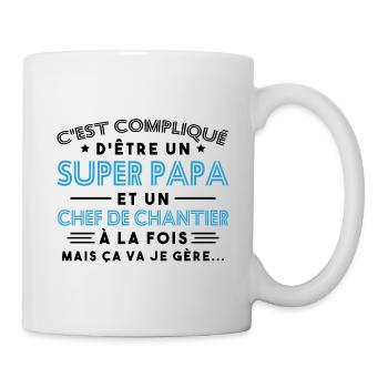 Super Papa Chef de Chantier - Mug blanc - blanc - Droite