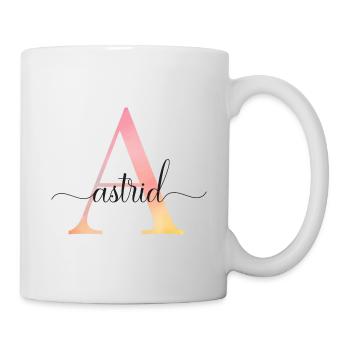 A | Monogramm | Name | Astrid |Watercolor - Tasse - Weiß - Rechts
