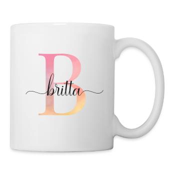 B | Monogram | Name | Britta |Watercolor - Mug - white - Right