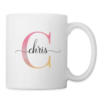 C | Monogramm | Name | Chris |Watercolor - Tasse - Weiß - Rechts