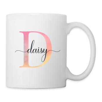 D | Monogramme | Nom | Marguerite |Aquarelle - Mug blanc - blanc - Droite