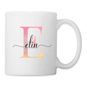 E| Monogramm | Name | Elin |Watercolor - Tasse - Weiß - Rechts