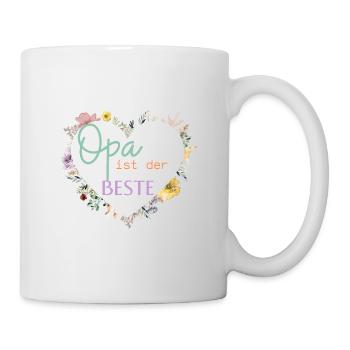 Opa ist der Beste! Niedlicher Blumen-Herz - Tasse - Weiß - Rechts