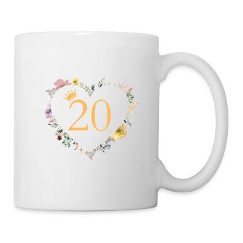 Numéro 20, fleurs coeur, personnalisable - Mug blanc - blanc - Droite
