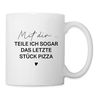 Süßes Motiv für Paare, Geschenk Partner Pizza - Tasse - Weiß - Rechts