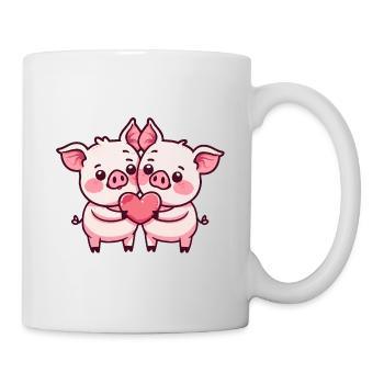 Cochon Bande Dessinée Couple Amour - Mug blanc - blanc - Droite
