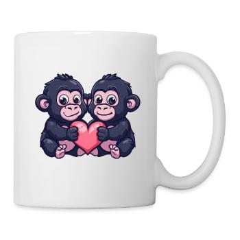 Gorille Bande Dessinée Couple Amour - Mug blanc - blanc - Droite