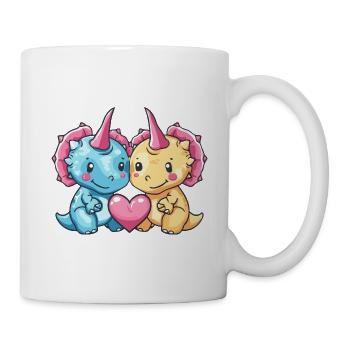 Dinosaurier triceratops Paar Verliebt Valentinstag - Tasse - Weiß - Rechts