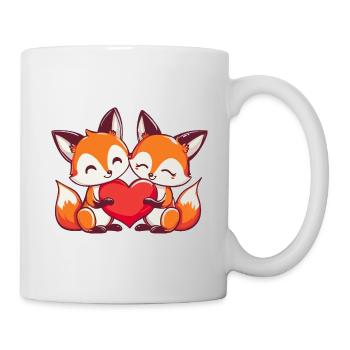 Renard Couple Amoureux Animal Saint Valentin - Mug blanc - blanc - Droite